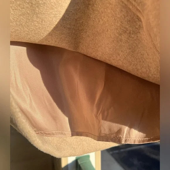 🆕 French Connection Beige Wrap Mini Skirt Asymmetrical Wool-Blend Size M (8)